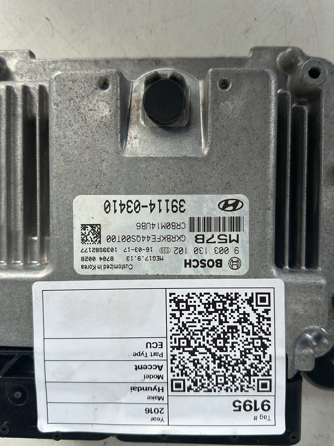 2016 Hyundai Accent Sedan ECU 39114-03410