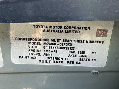 2004 Toyota Camry Altise XV30