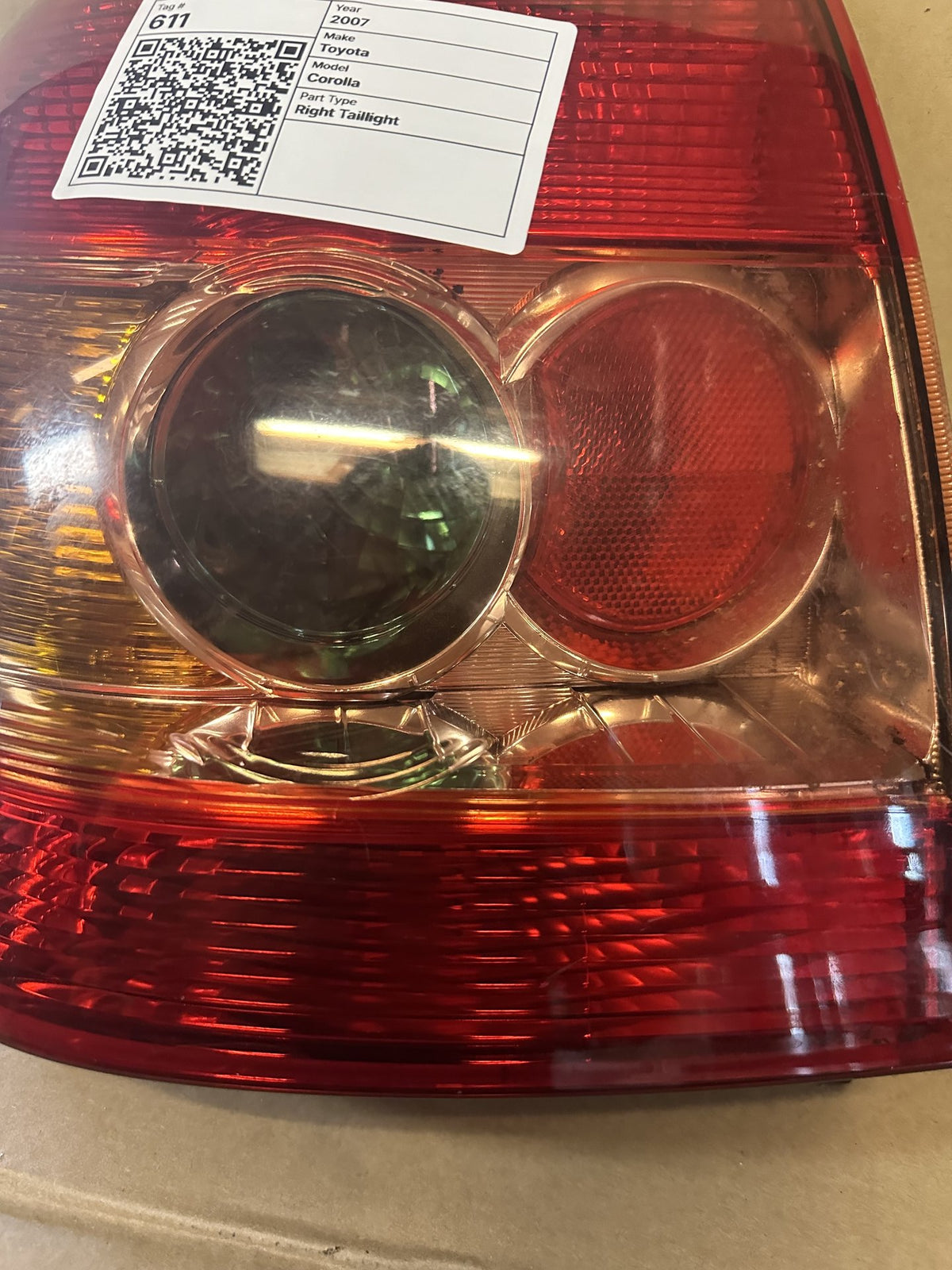 2007 Toyota Corolla Corolla Hatchback Right Taillight 1387