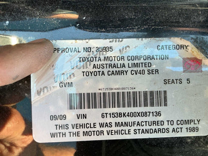 2009 Toyota Camry Altise XV40