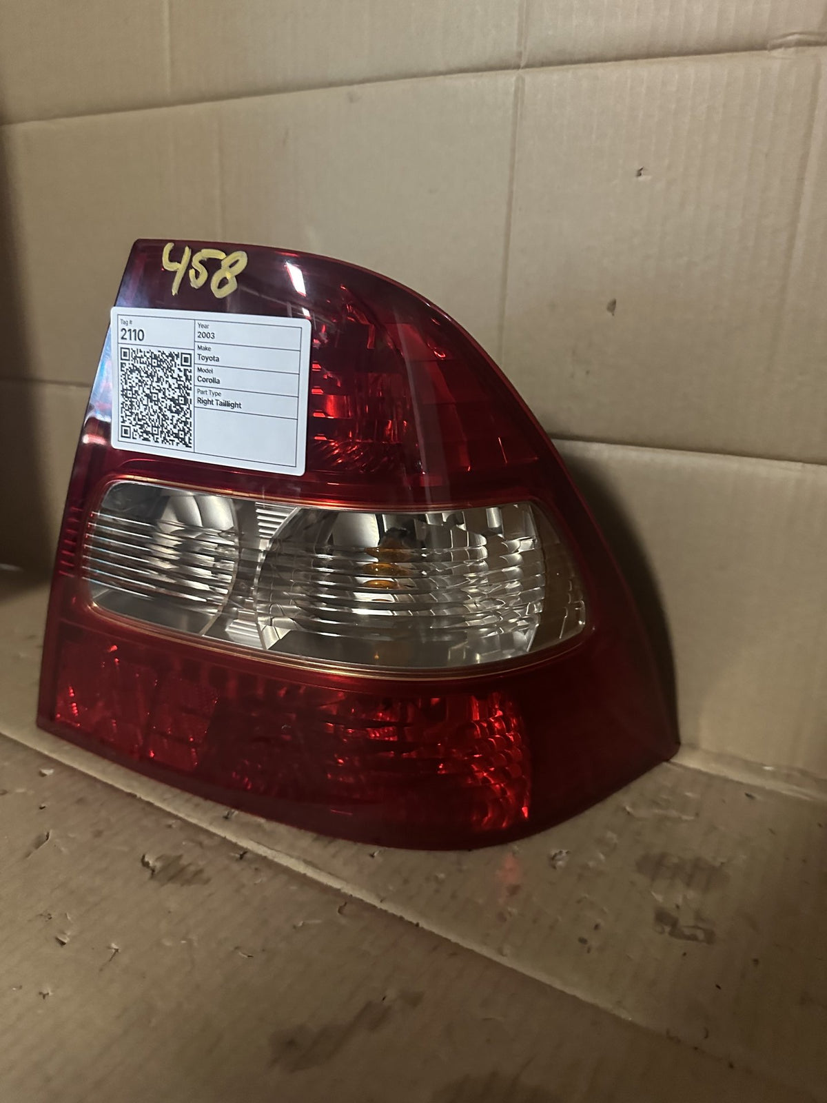 2003 Toyota Corolla E120 Sedan Right Taillight 12280
