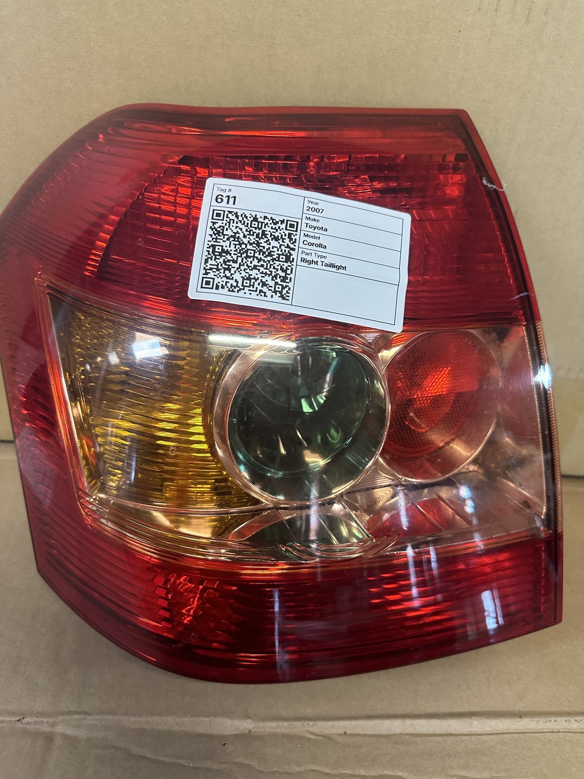 2007 Toyota Corolla Corolla Hatchback Right Taillight 1387