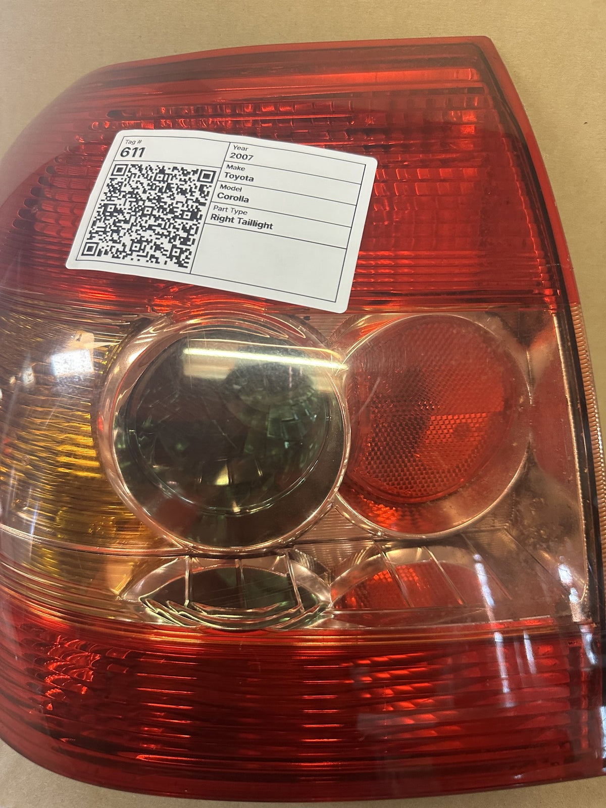 2007 Toyota Corolla Corolla Hatchback Right Taillight 1387
