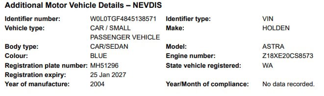 2004 Holden Astra CD TS
