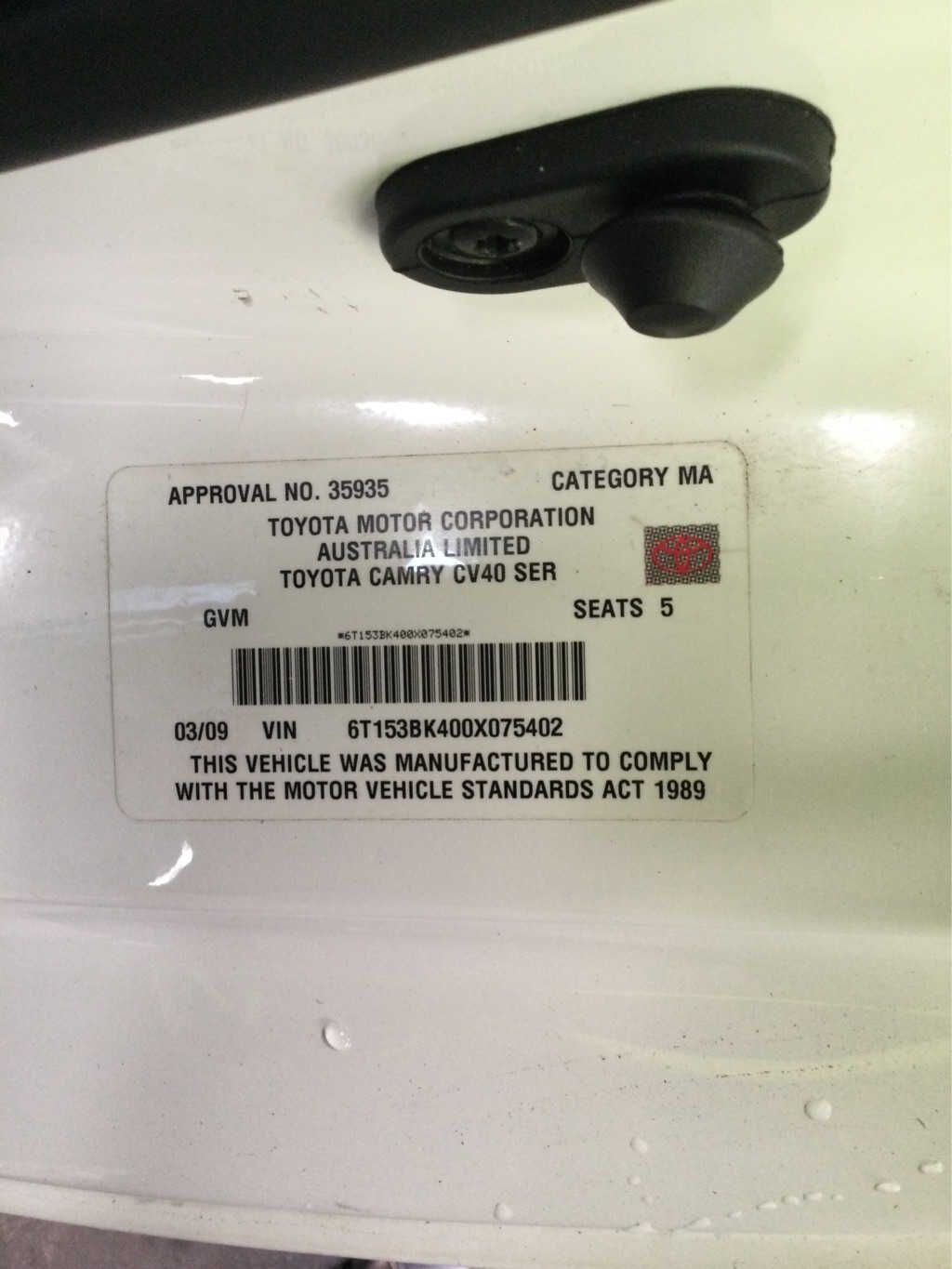 2009 Toyota Camry Altise XV40