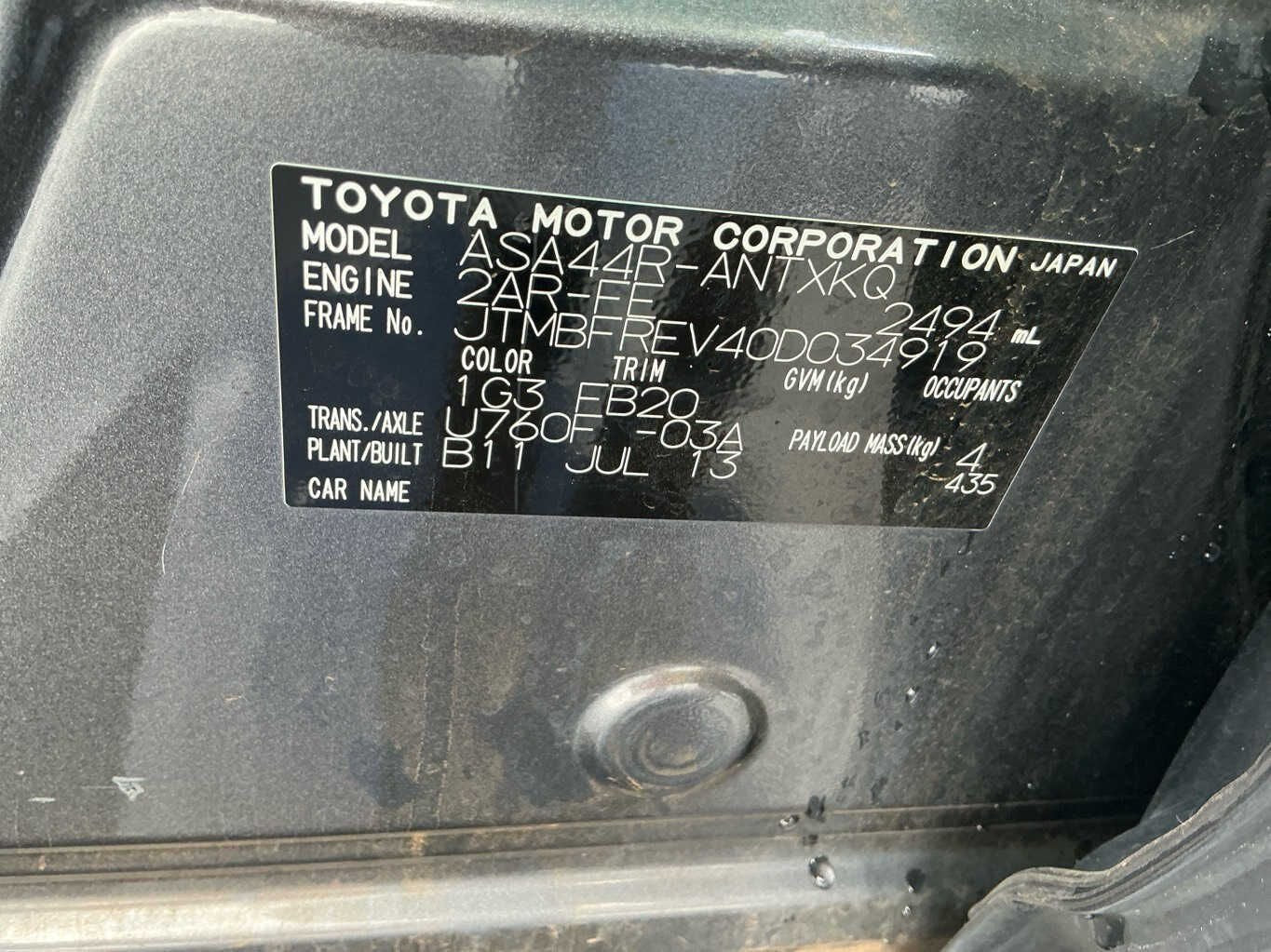 2013 Toyota RAV4 GX A40