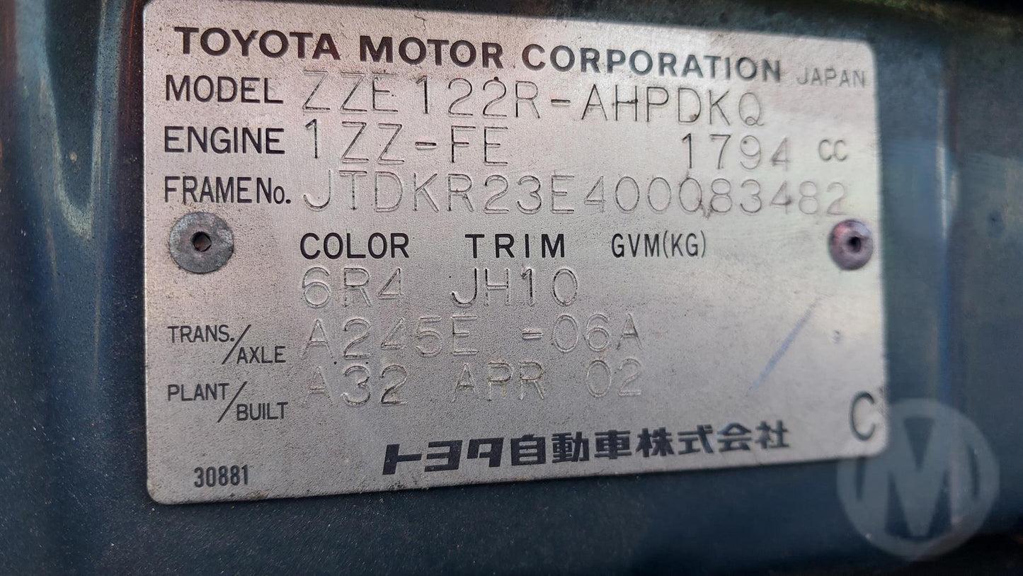 2002 Toyota Corolla Conquest Seca E120Hatchback 
Toyota
Corolla