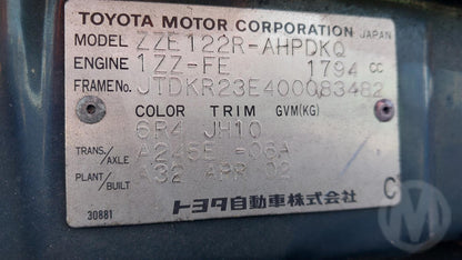 2002 Toyota Corolla Conquest Seca E120Hatchback 
Toyota
Corolla