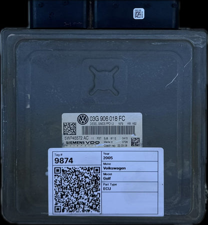 2005 Volkswagen Golf Hatchback ECU 03G906018FC