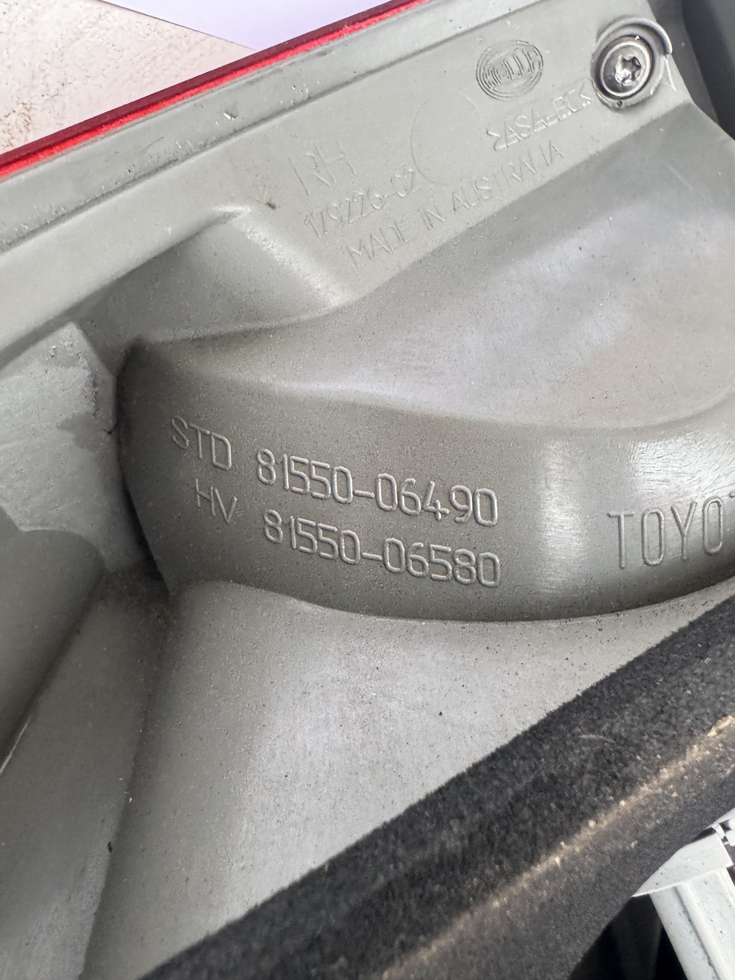 2012 Toyota Camry XV50 Sedan Right Taillight