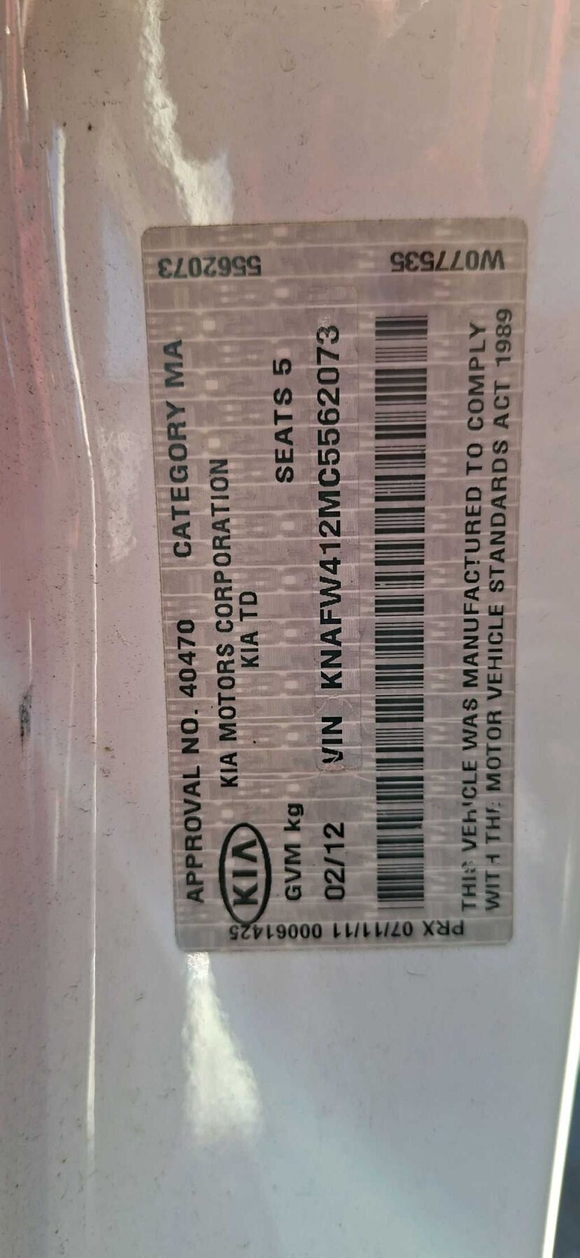 2012 Kia Cerato City TD