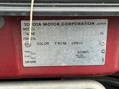 2004 Toyota Corolla Conquest Seca E120