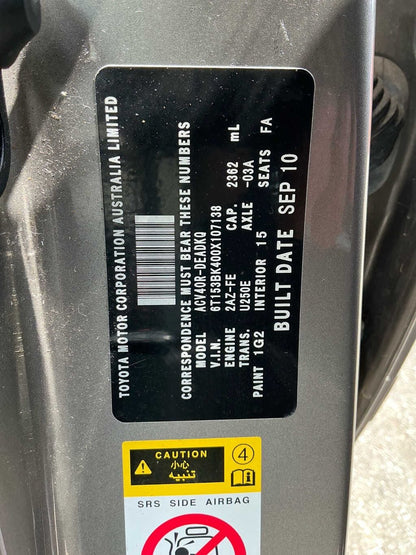 2010 Toyota Camry Altise XV40