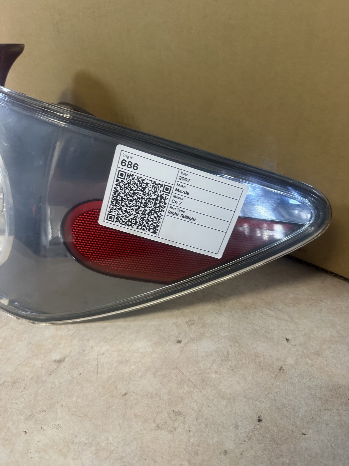 2007 Mazda CX-7 Cx-7 Station Wagon Right Taillight EG2151150