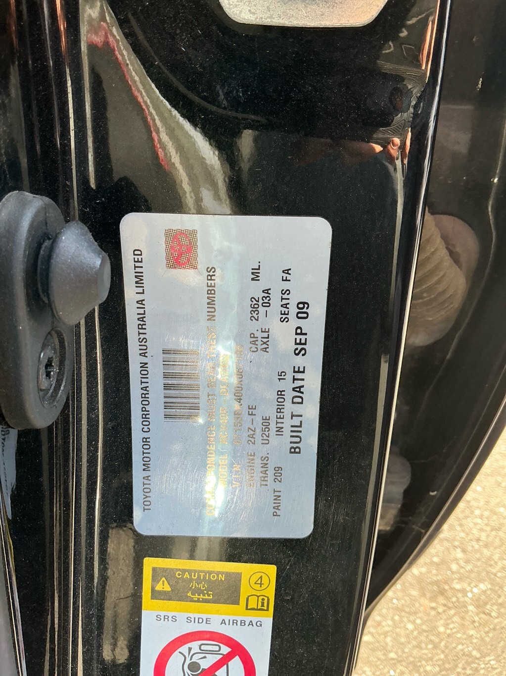 2009 Toyota Camry Altise XV40