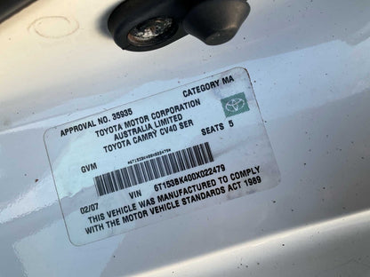 2007 Toyota Camry Altise XV40Sedan 
Toyota
Camry