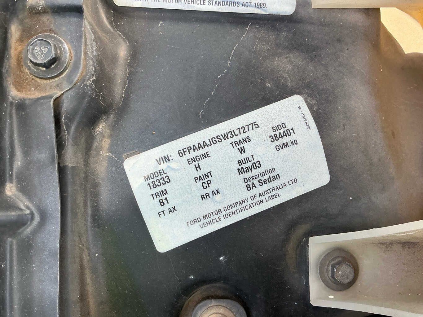 2003 Ford Falcon XT BA
