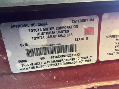 2005 Toyota Camry Altise XV30Sedan 
Toyota
Camry