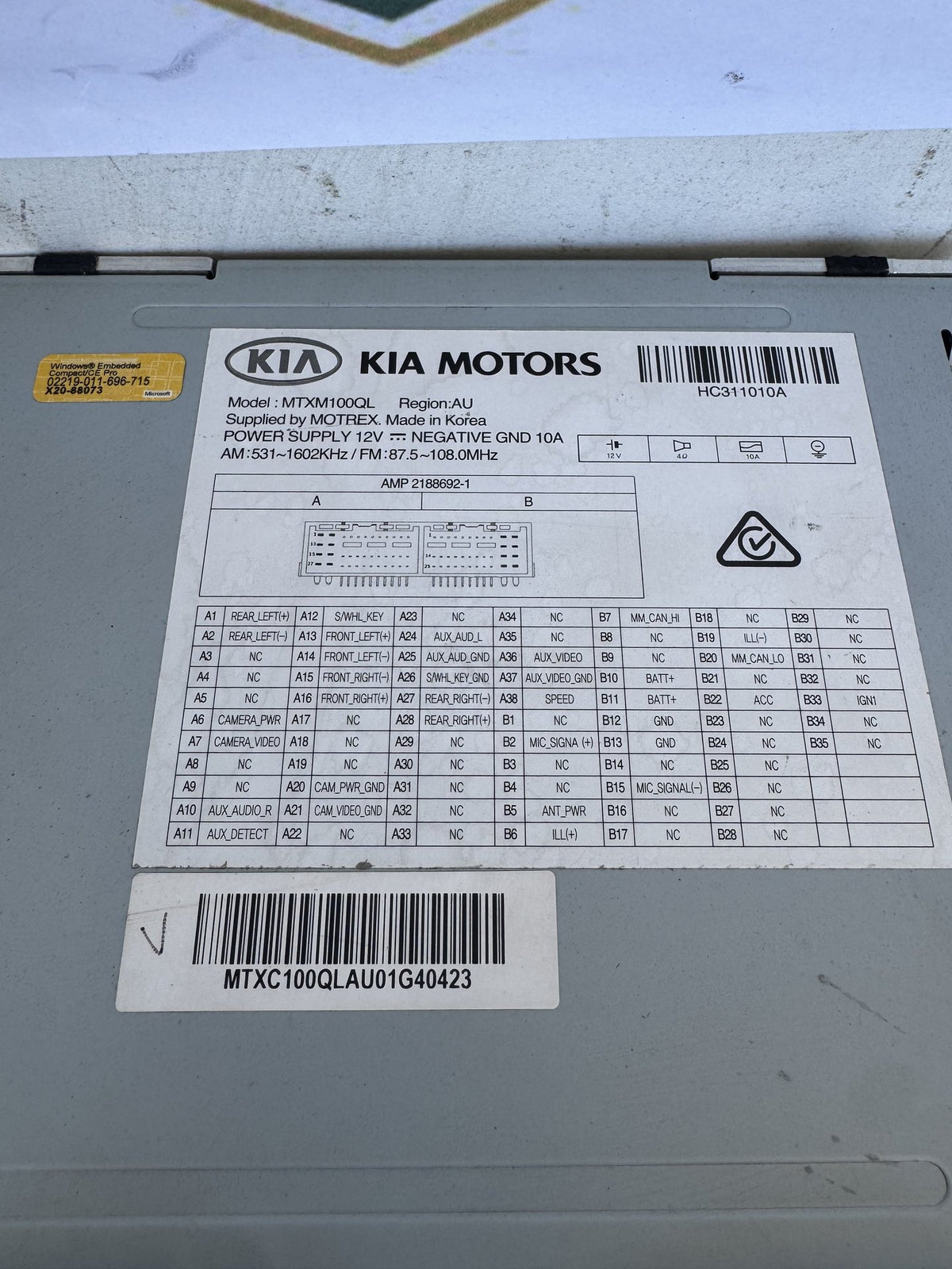 2019 Kia Sportage QL Station Wagon Stereo Head Unit