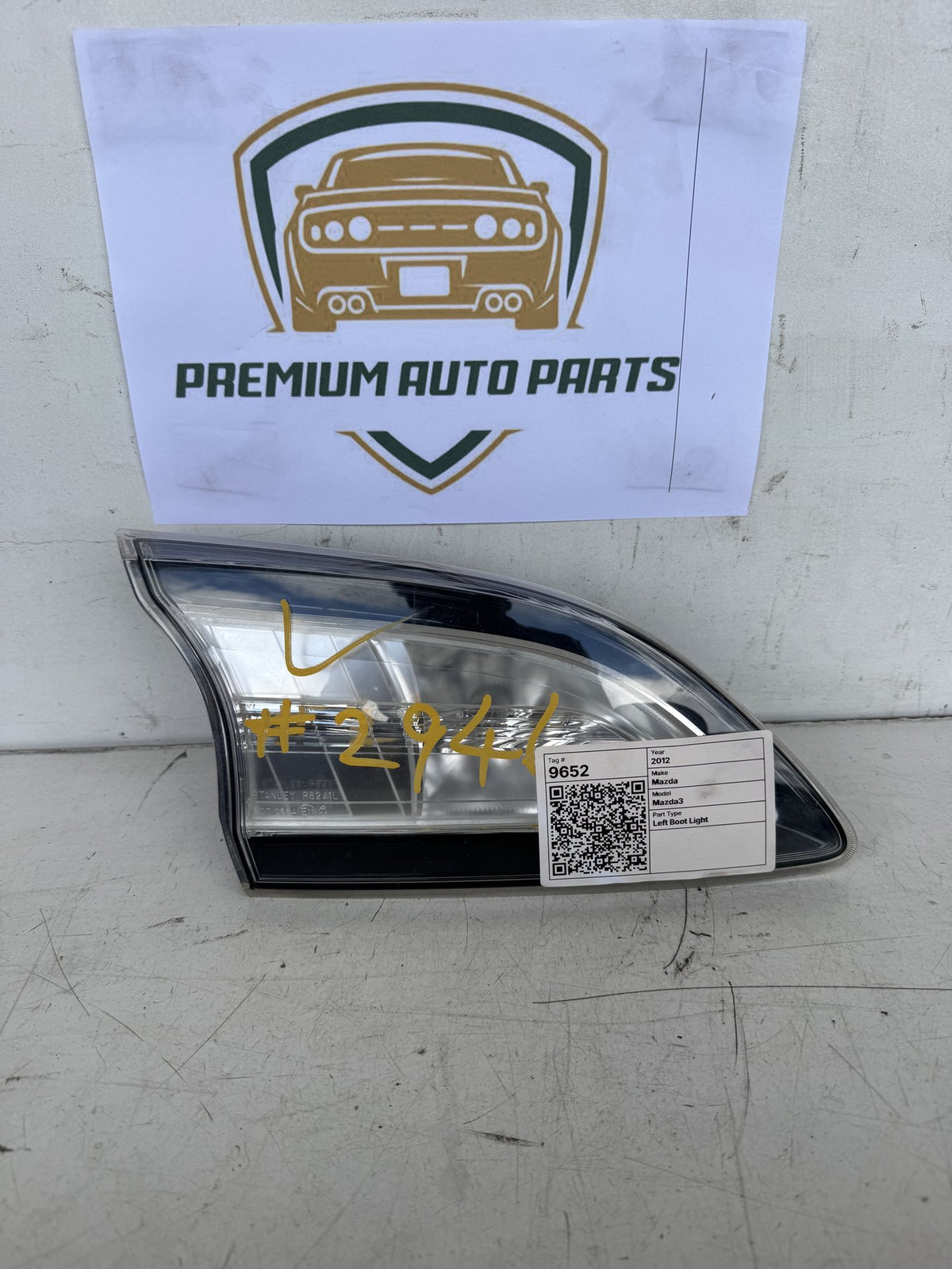 2012 Mazda Mazda3 Hatchback Left Boot Light