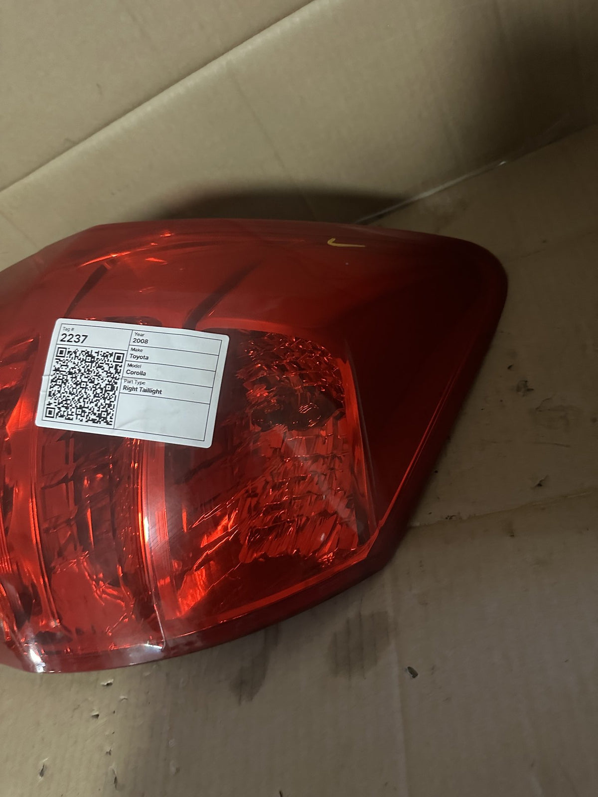 2008 Toyota Corolla E210 Hatchback Right Taillight 12-509
