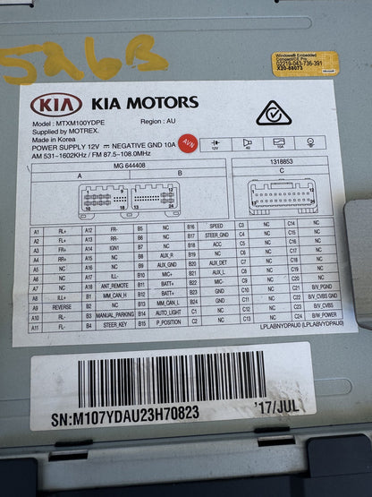 2017 Kia Cerato YD Sedan Stereo Head Unit