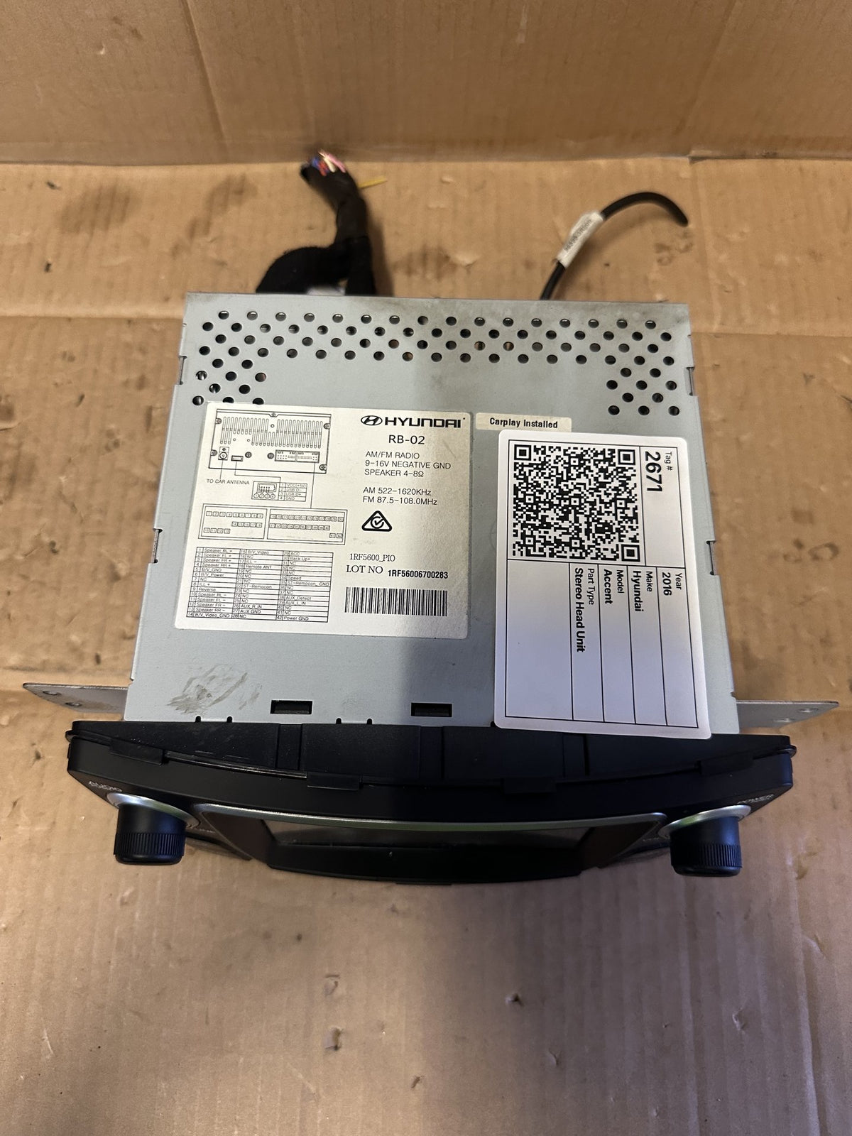 2016 Hyundai Accent RB Hatchback Stereo Head Unit RB-02